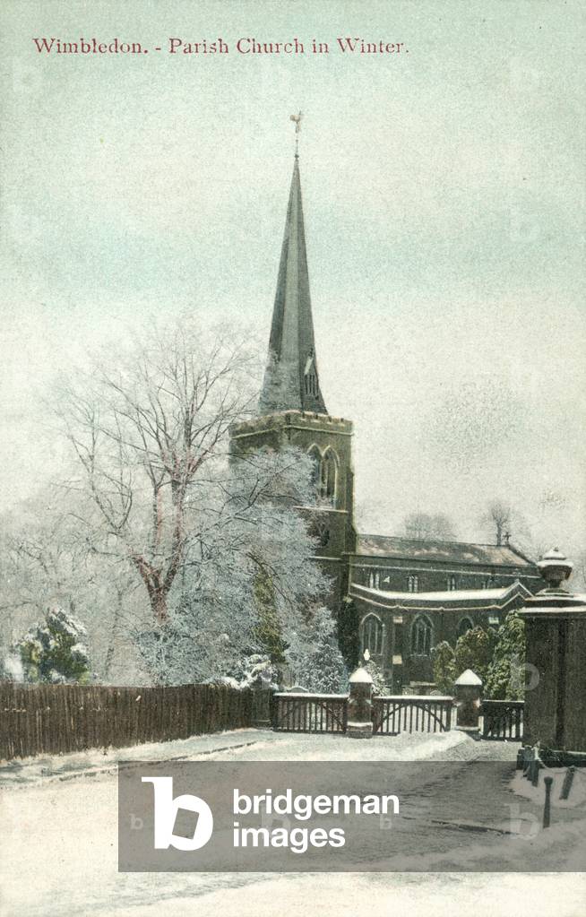 Wimbledon, Parish Church in Winter (colour photo)