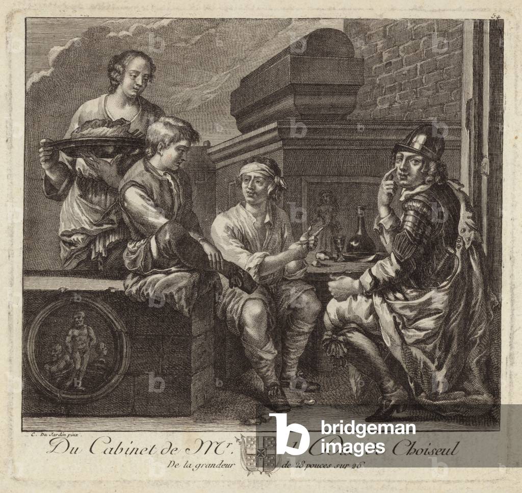 Satirical depiction of the cabinet of the Duc de Choiseul (engraving)