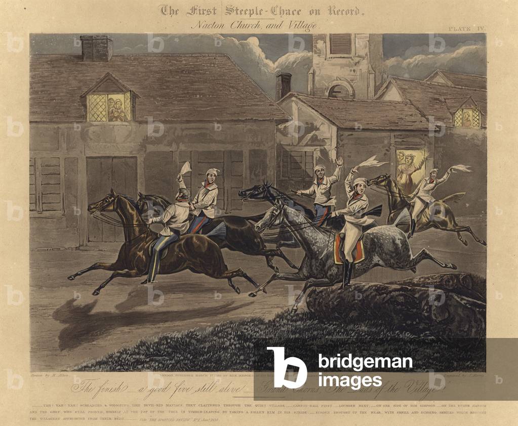 The First Steeplechase on Record (colour litho)