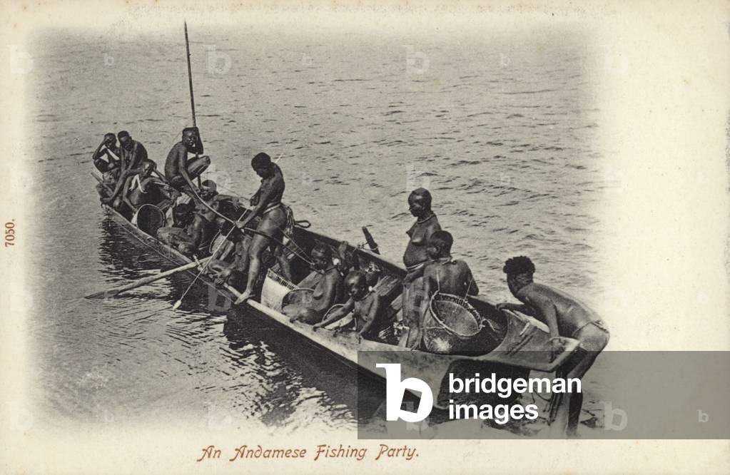 An Andamese Fishing Party (b/w photo)
