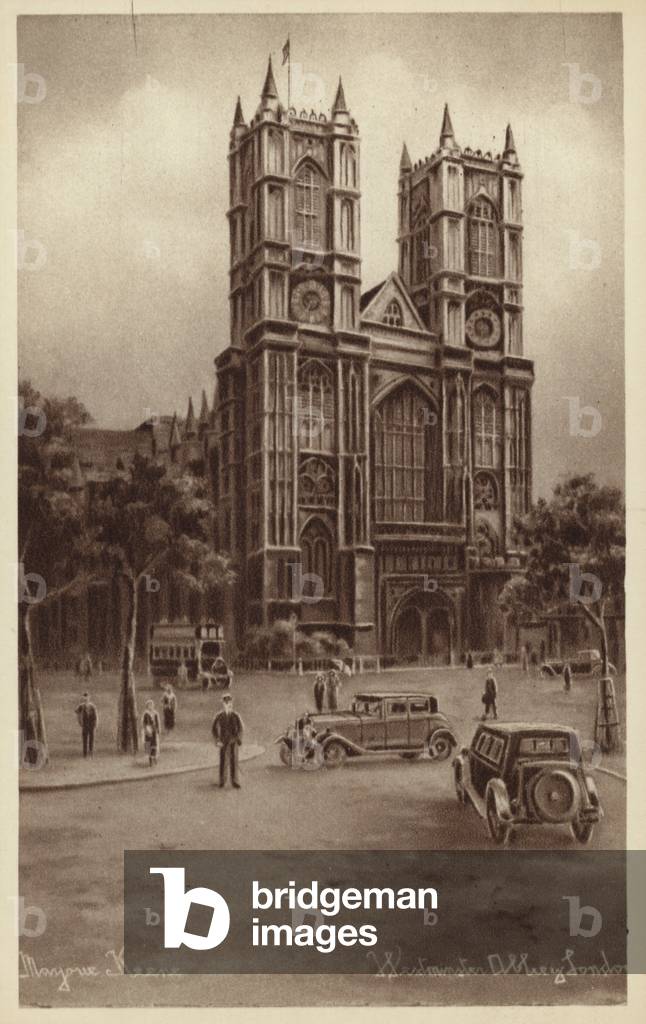 Westminster Abbey, London (litho)