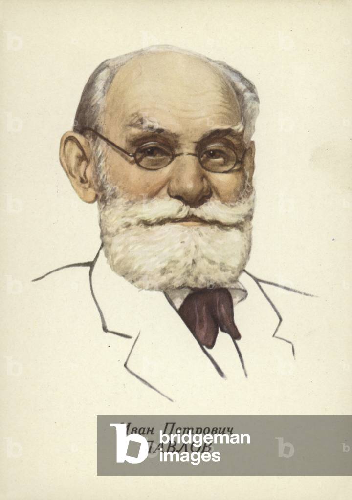 Ivan Pavlov, Russian and Soviet scientist and physiologist, winner of the Nobel Prize for Physiology or Medicine in 1904 (colour litho)
