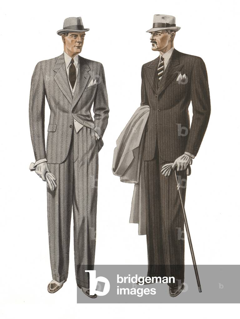Male fashions, 1945 (colour lithograph)