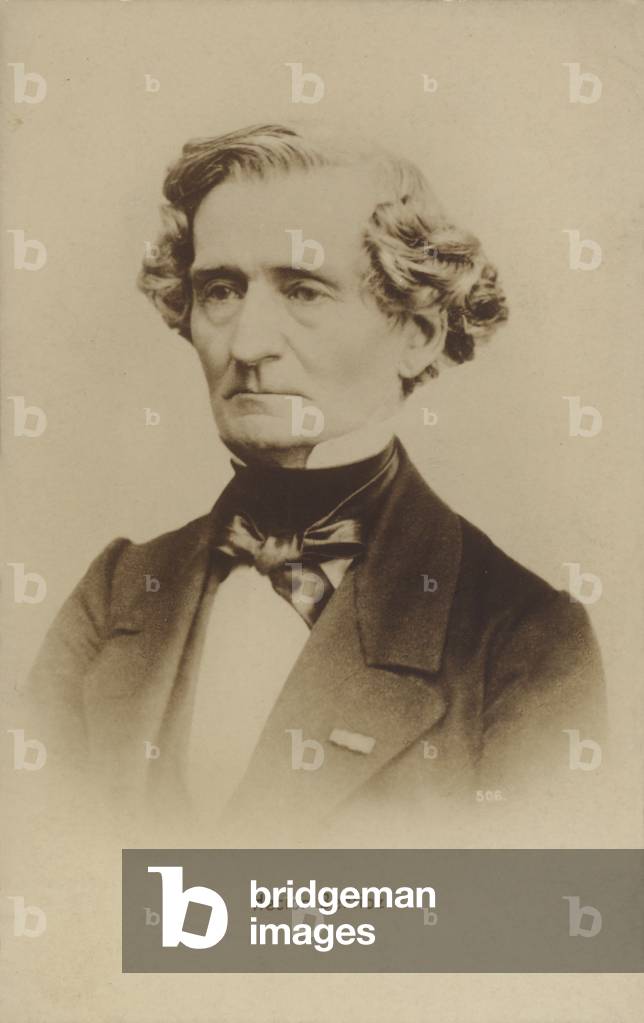 Hector Berlioz, French Romantic composer (1803-1869) (b/w photo)