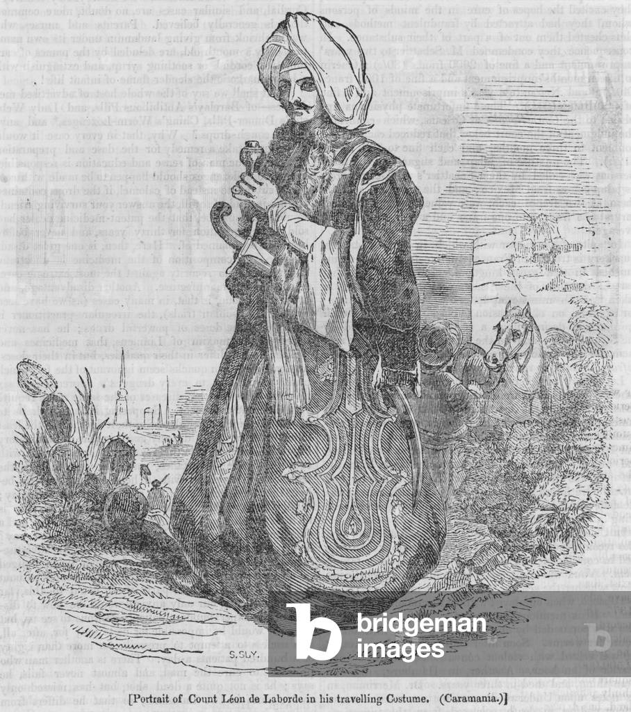 Portrait of Count Leon de Laborde in his travelling Costume, Caramania (engraving)