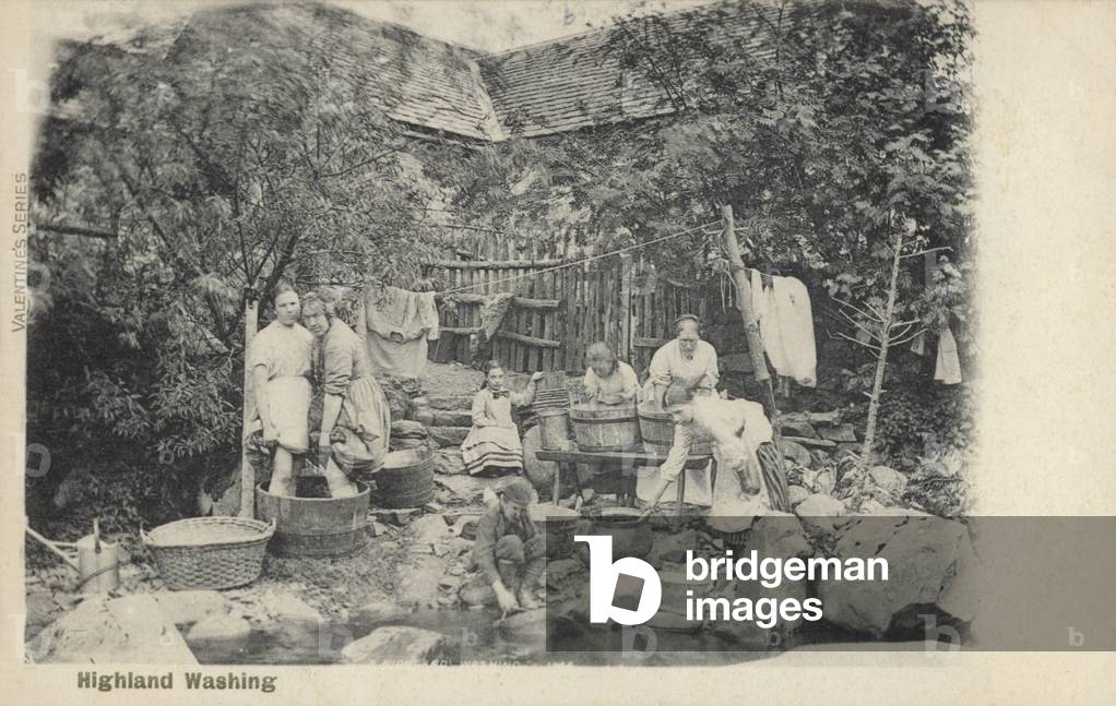 Highland washing (b/w photo)