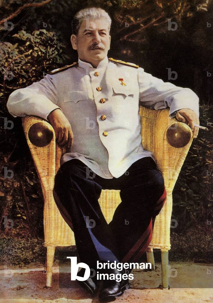 Soviet leader Joseph Stalin at the Potsdam Conference, Germany, 1945 (colour photo)
