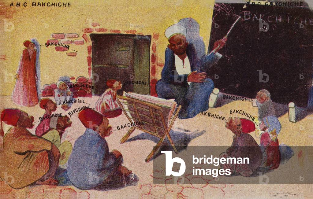 Learning the alphabet of Baksheesh (colour litho)