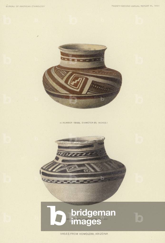 Vases from Homolobi, Arizona (colour litho)
