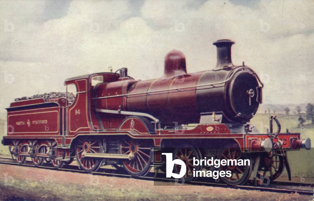 North Staffordshire Railway 4-4-0 locomotive No 86 (colour litho)