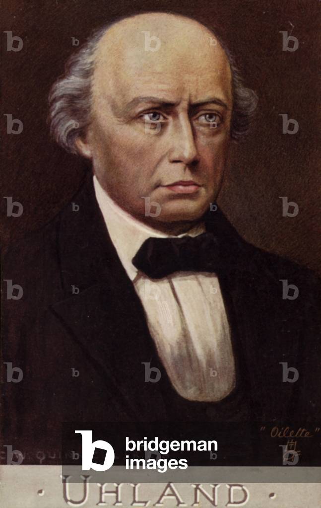 Portrait of Ludwig Uhland (colour litho)