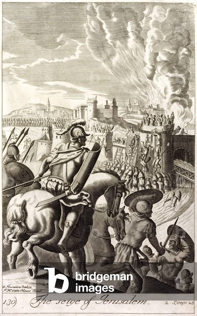Siege of Jerusalem by Nebuchadnezzar II of Babylon, 597 BC (engraving)