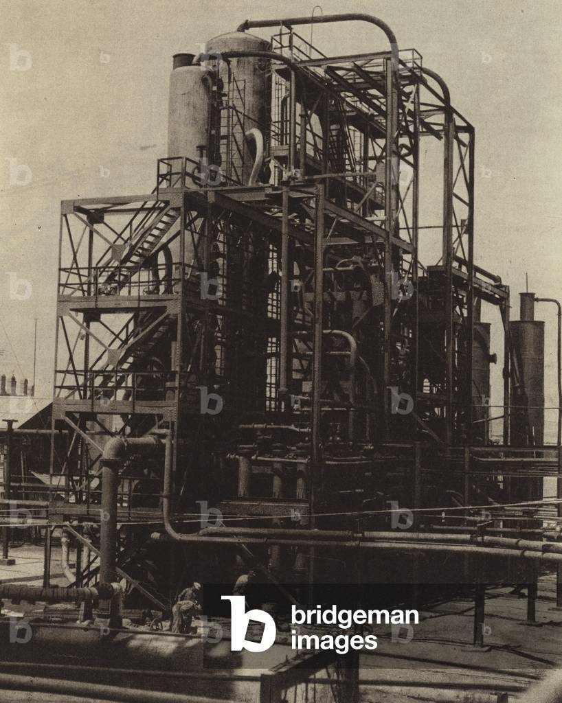 Soviet oil refining unit, Baku, Azerbaijan, USSR, 1931 (b/w photo)