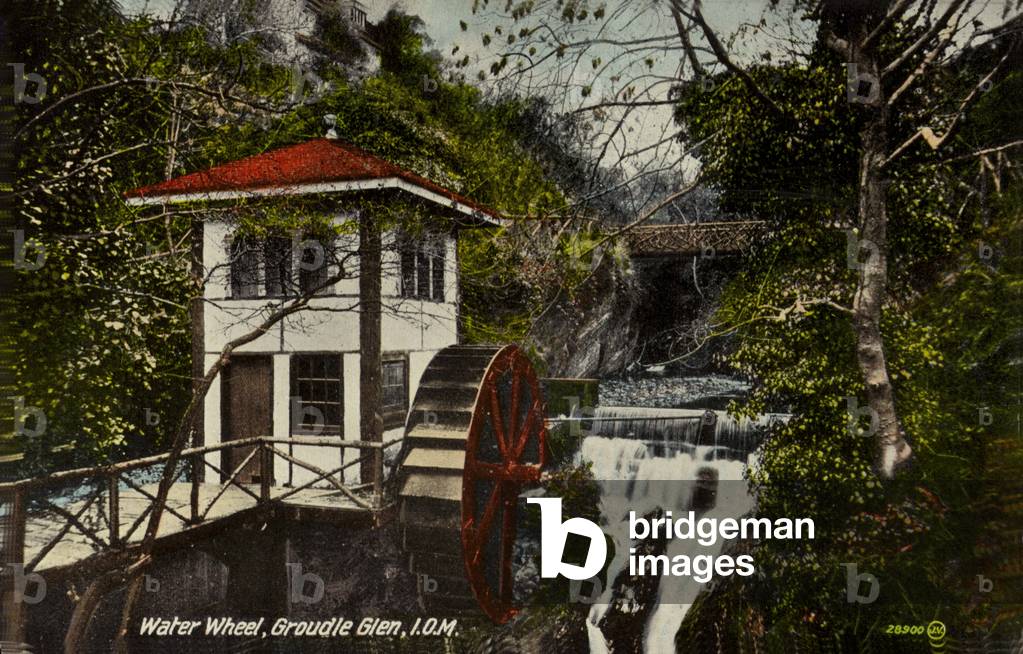 Water wheel, Groudle Glen, Isle of Man (coloured photo)