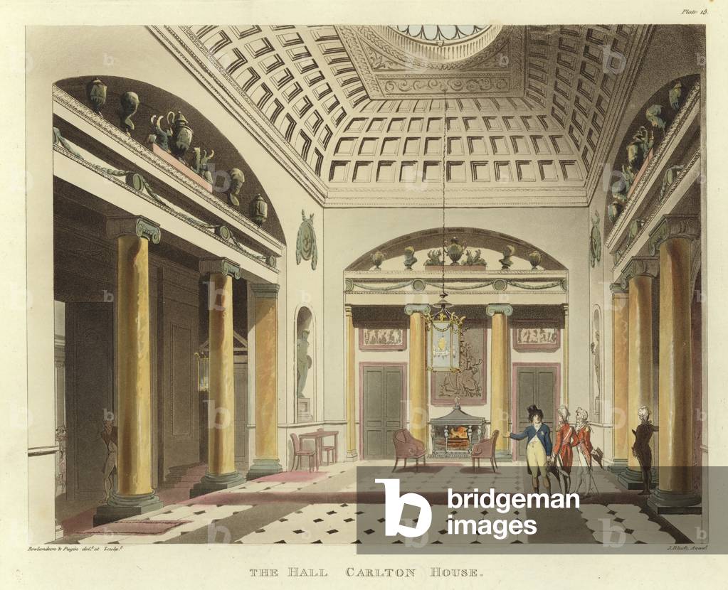The Hall (coloured engraving)