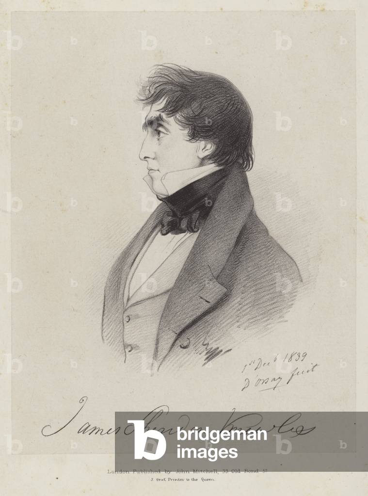 James Sheridan Knowles, Irish dramatist and actor, 1839 (litho)