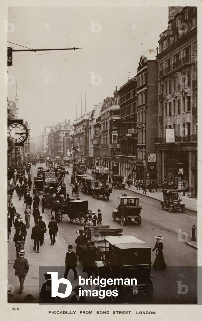 Piccadilly from Bond Street, London (b/w photo)