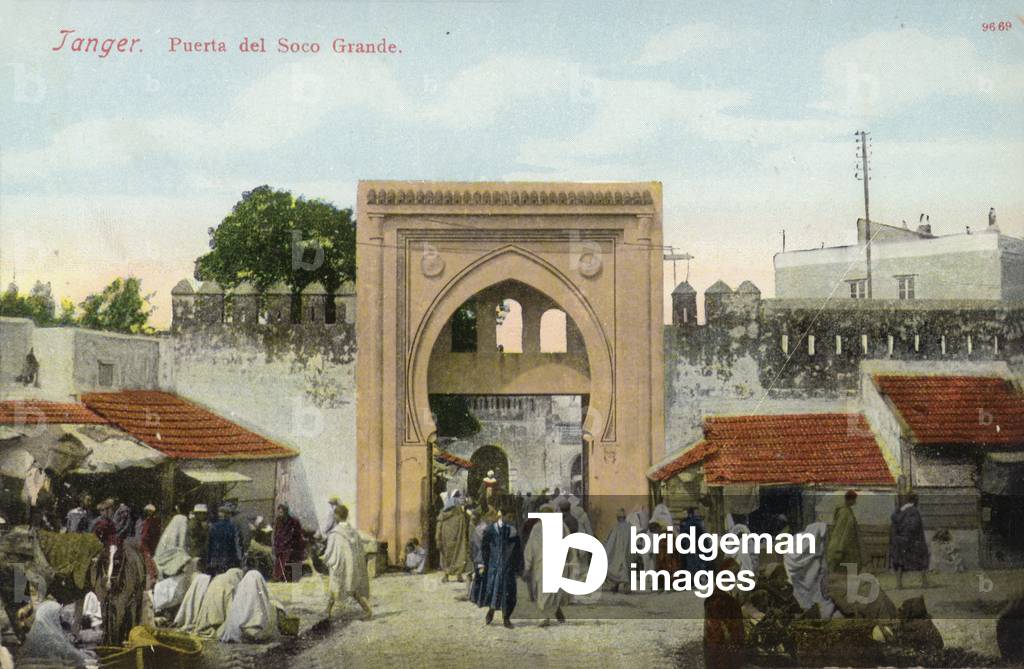 Gateway of the Grand Socco square, Tangier (coloured photo)