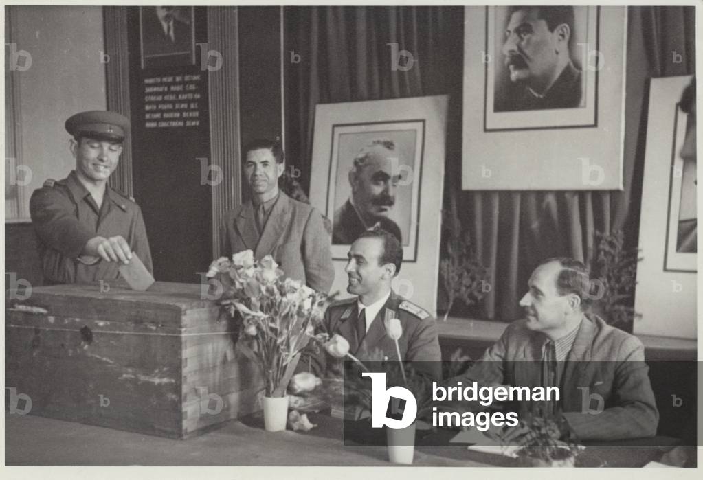 Voting in communist Bulgaria, late 1940s (b/w photo)