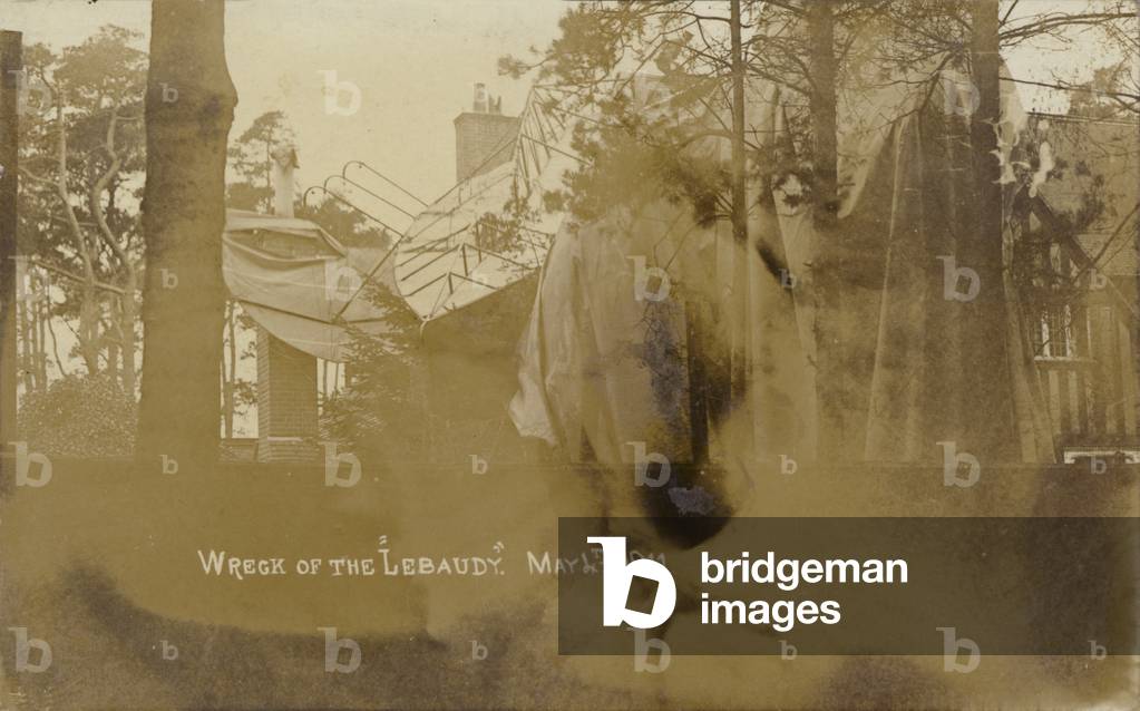 Wreck of the British Army airship Morning Post, Farnborough, Hampshire, 4 May 1911 (b/w photo)