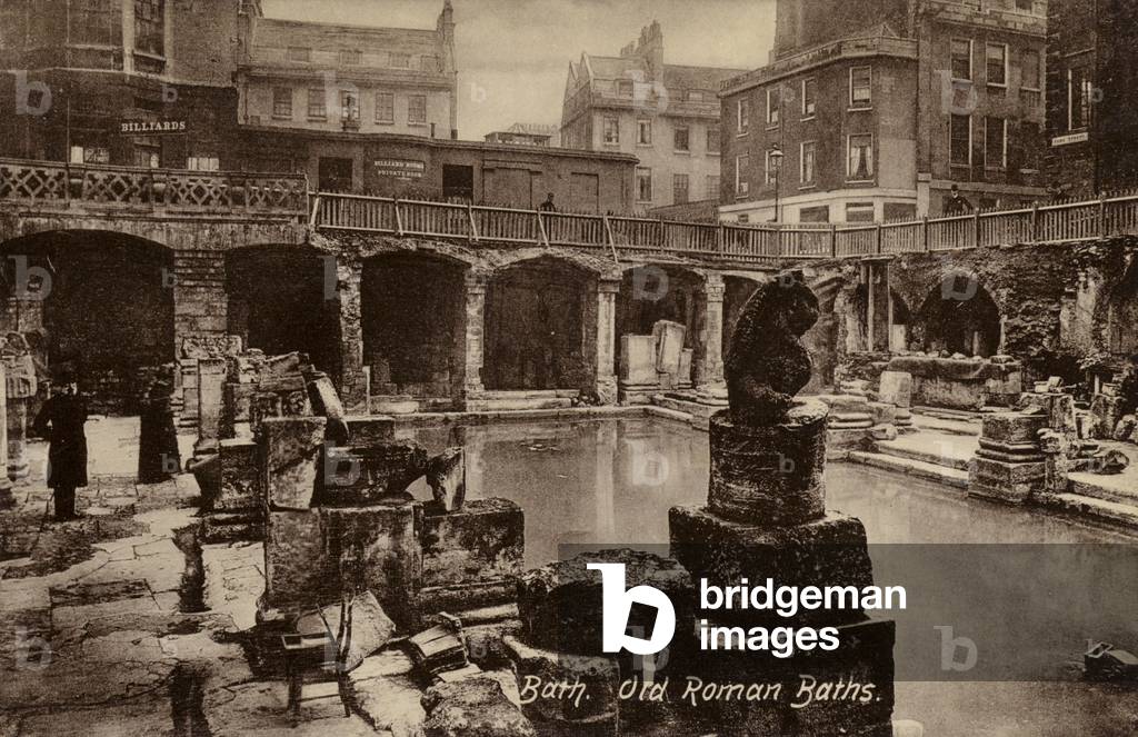 Bath, Old Roman Baths (b/w photo)