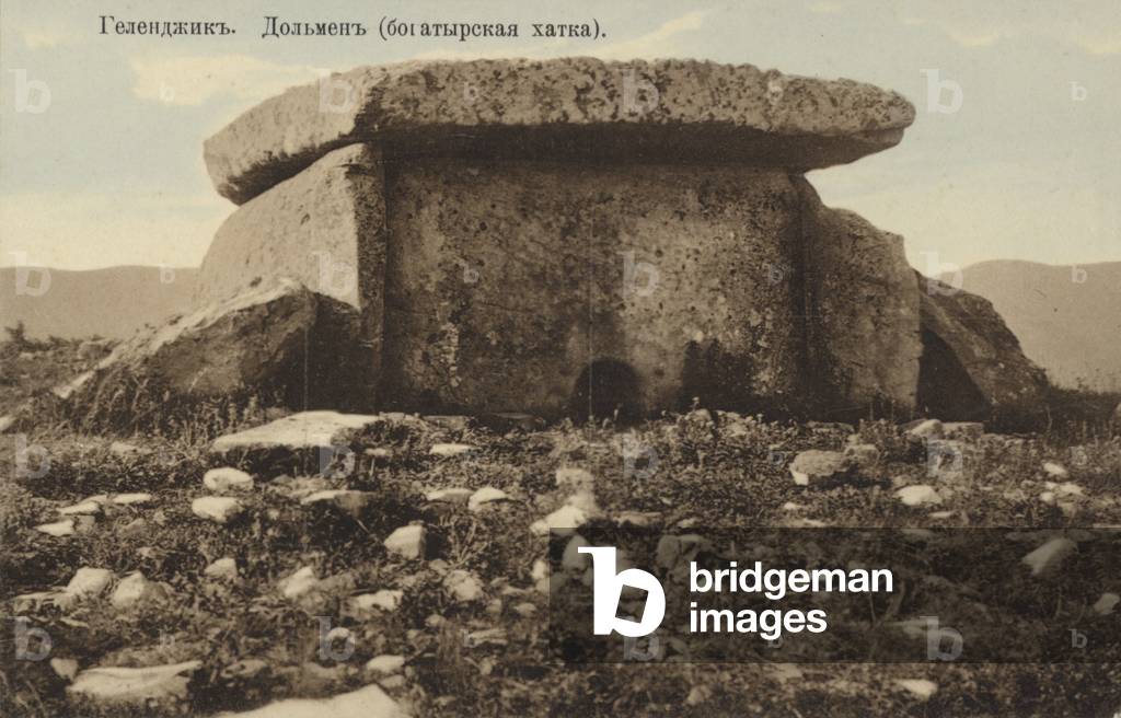 Dolmen, portal tomb of a warrior, Gelendzhik, Russia, c1900 (b/w photo)