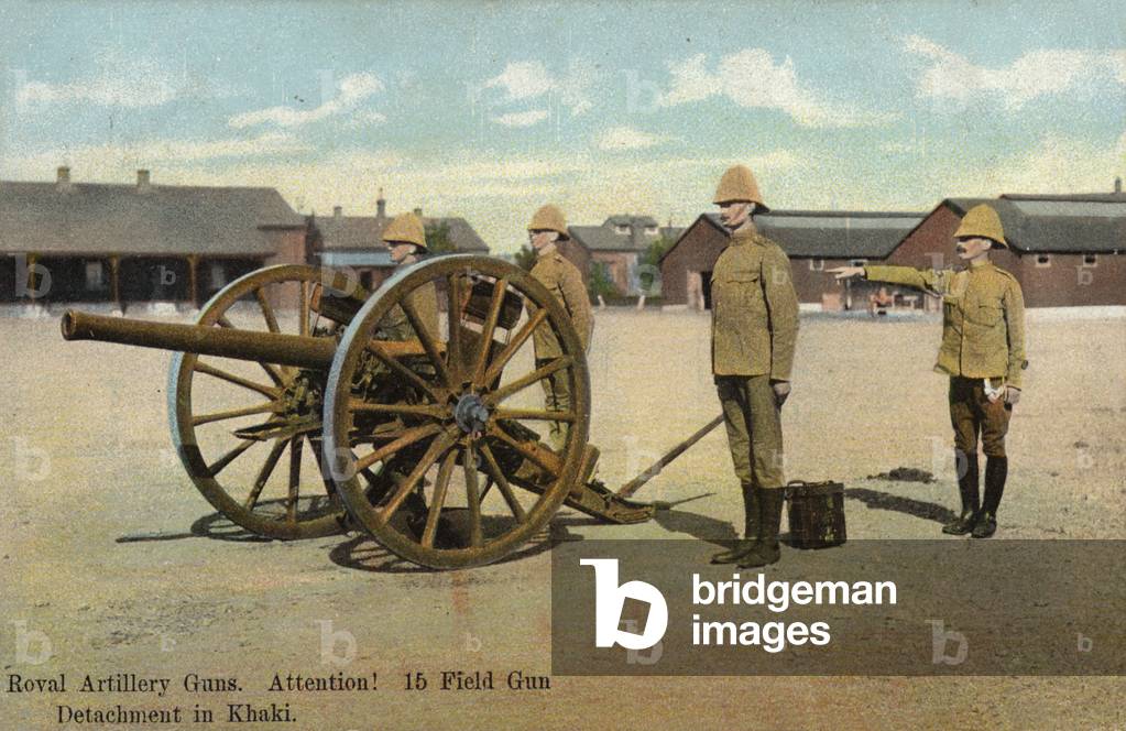 15 Field Gun Detachment, Royal Artillery, in khaki (coloured photo)
