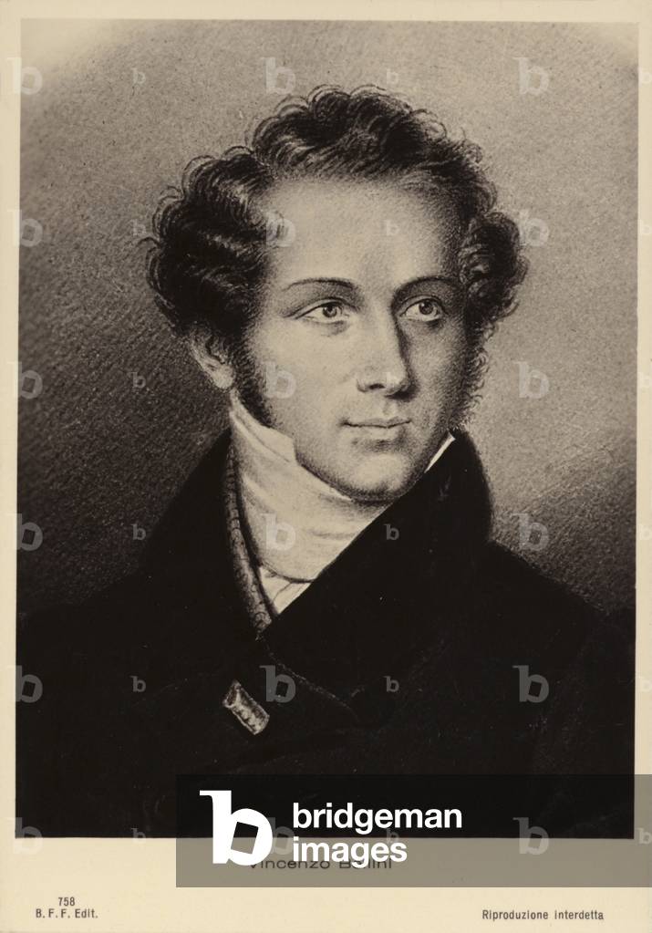 Vincenzo Bellini, Italian opera composer (1801-1835) (engraving)
