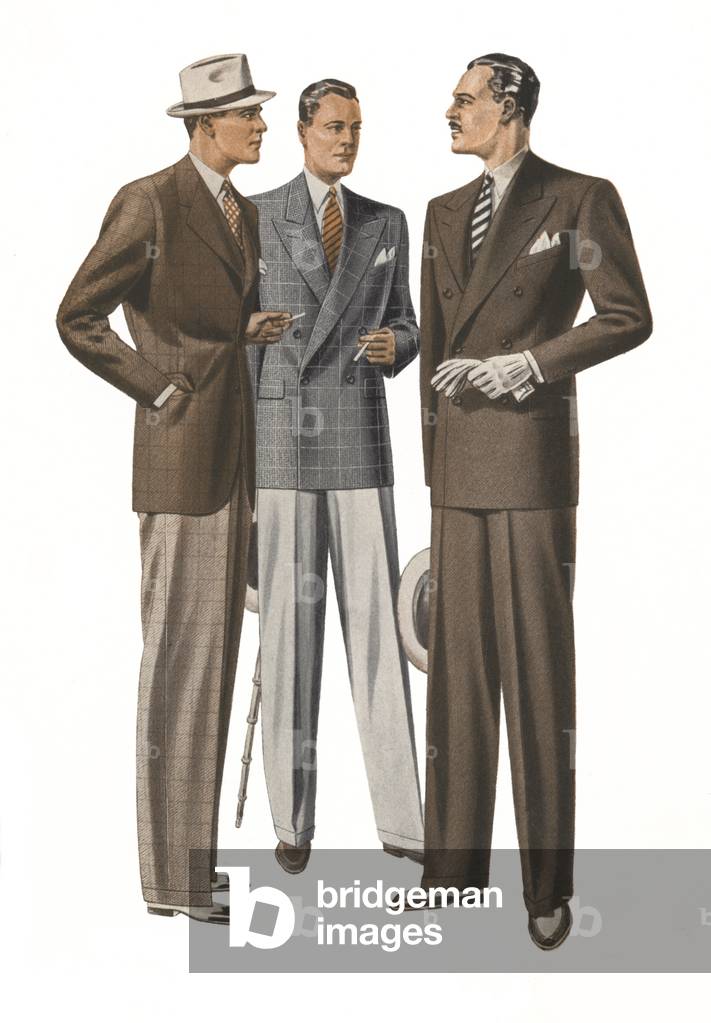 Male fashions, 1945 (colour lithograph)
