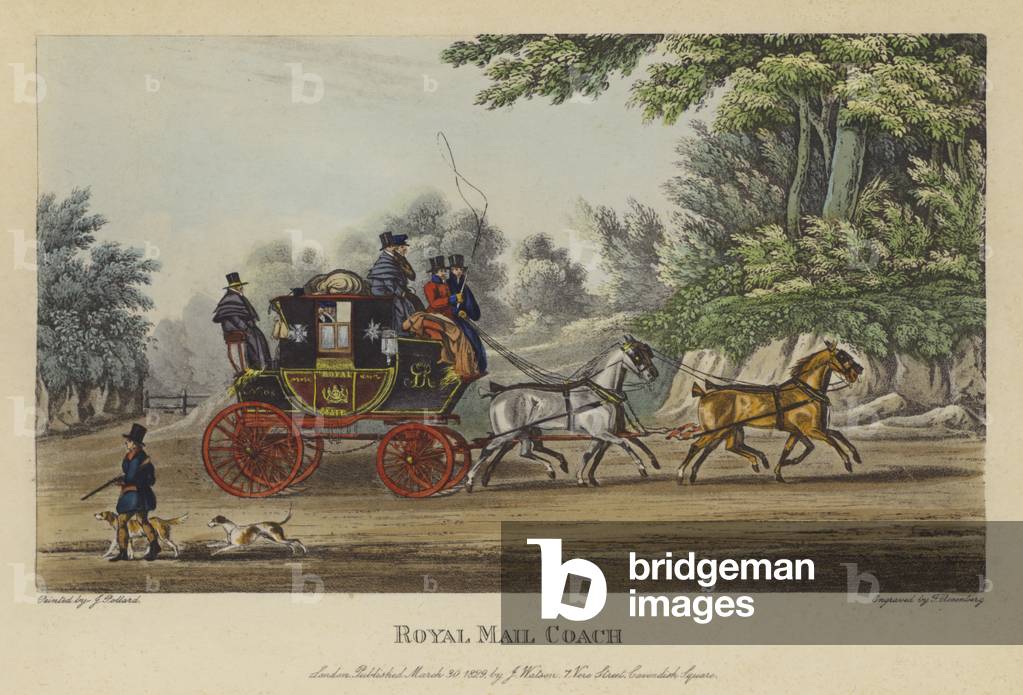 Royal Mail Coach (coloured engraving)