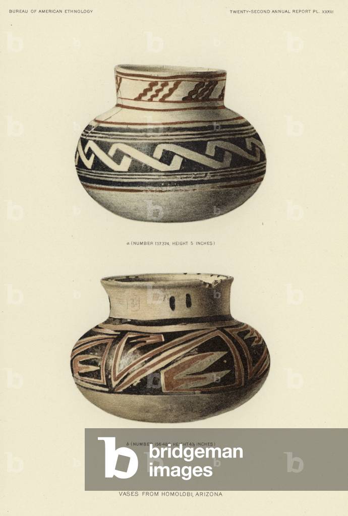 Vases from Homolobi, Arizona (colour litho)