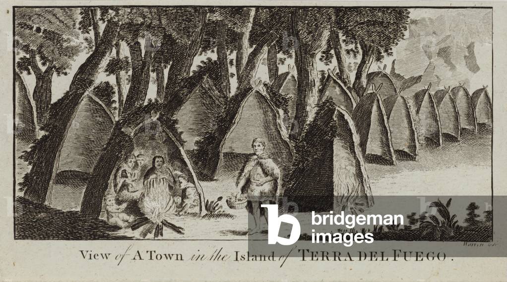 View of a town in the island of Terra del Fuego (engraving)