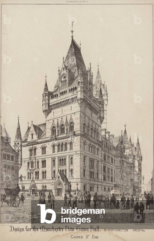 Design for the Manchester New Town Hall (litho)