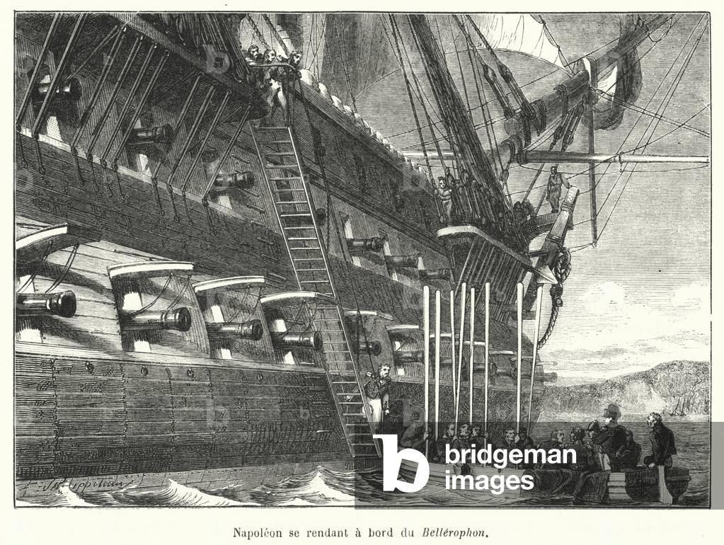 Napoleon se rendant a bord du Bellerophon (engraving)