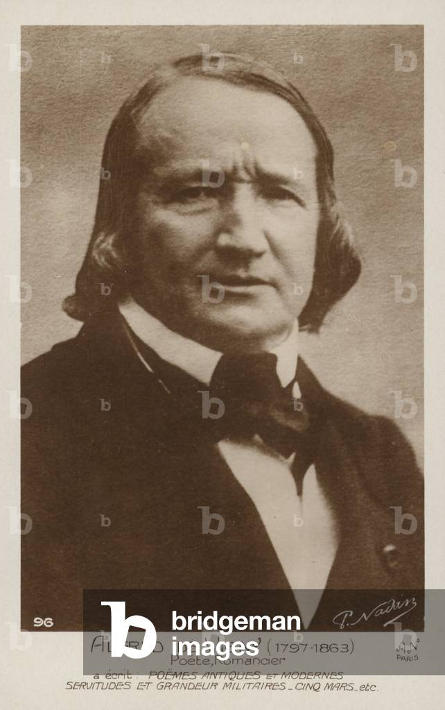 Alfred de Vigny (1797-1863), French poet and novelist (b/w photo)