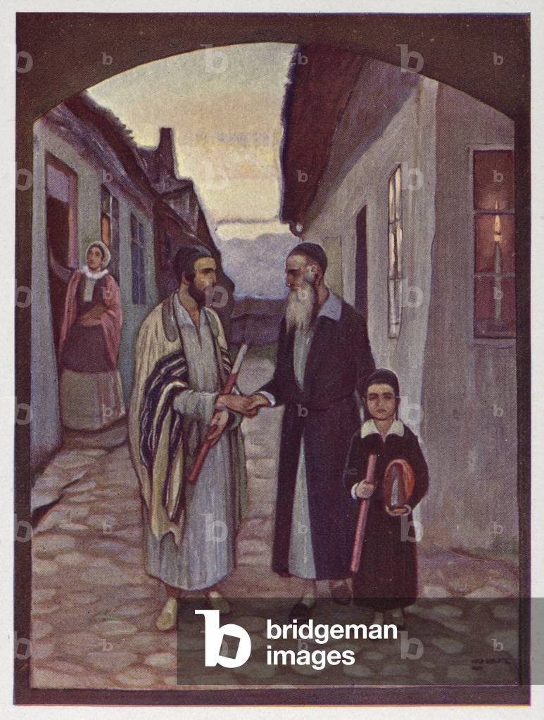 Life in a Jewish ghetto, c1900 (colour litho)