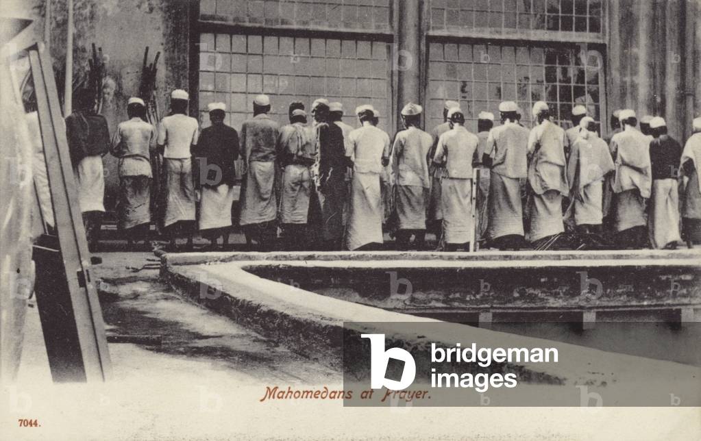 Mahomedans at Prayer (b/w photo)