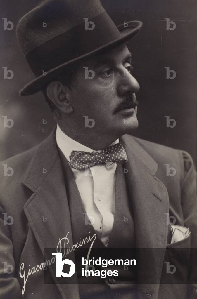 Portrait of Giacomo Puccini (b/w photo)