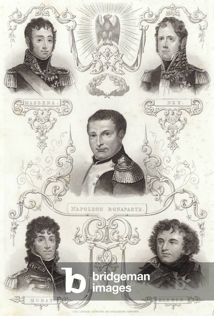 Massena, Ney, Napoleon Bonaparte, Murat and Kleber (engraving)