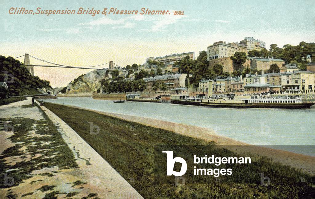 Clifton, Suspension Bridge and Pleasure Steamer (colour photo)