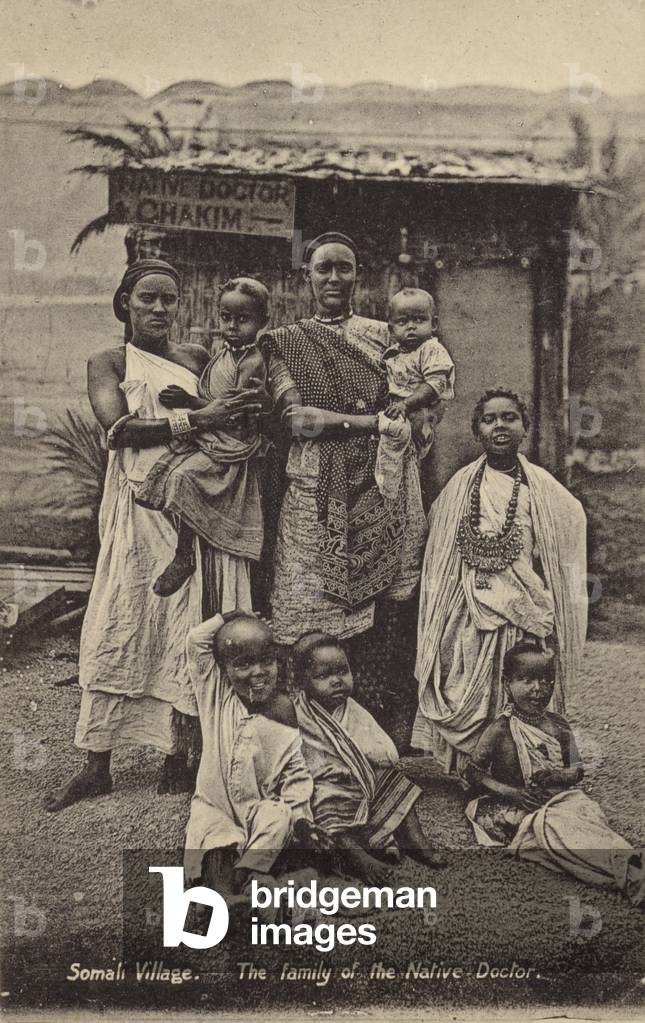 Somali Village - The family of the Native Doctor (b/w photo)