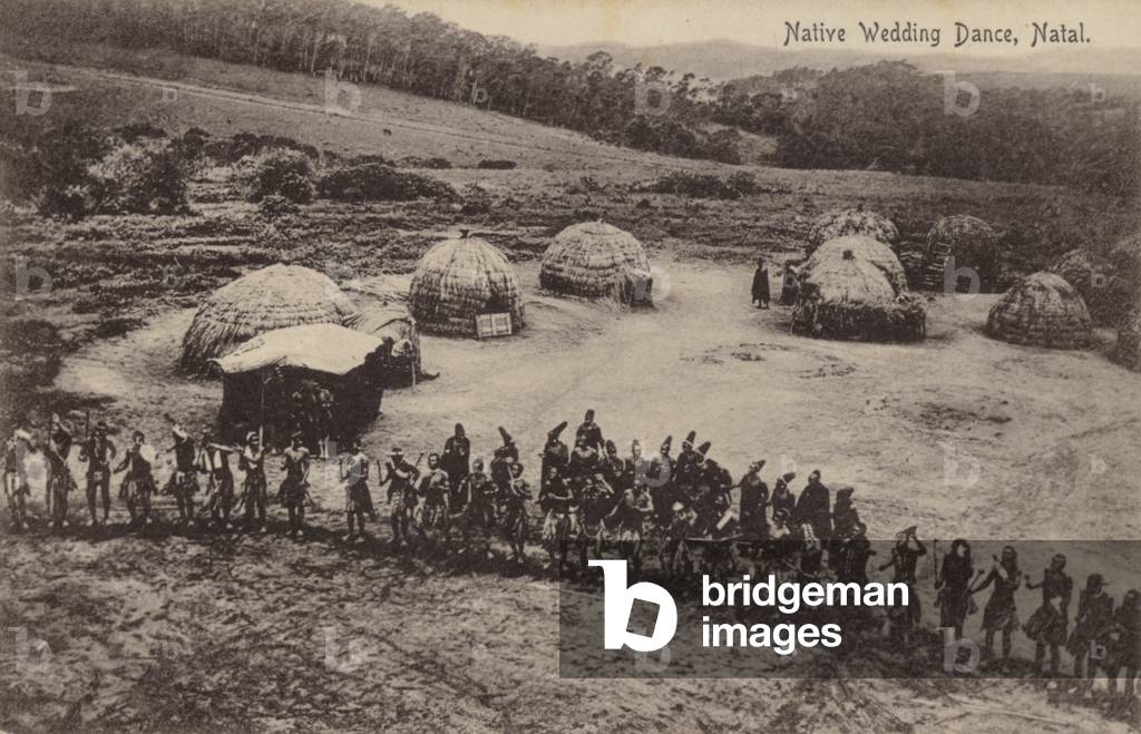 Postcard depicting a native wedding dance in Natal (b/w photo)