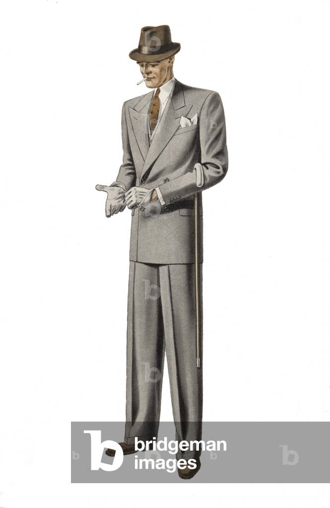 Male fashions, 1945 (colour lithograph)