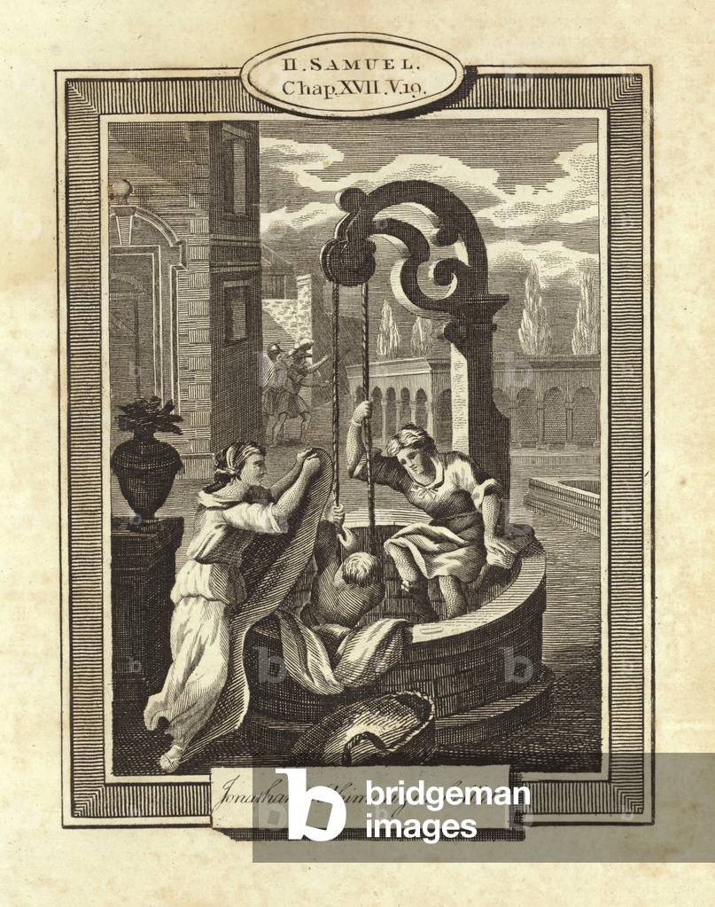 Jonathan and Ahimaaz in the well (engraving)