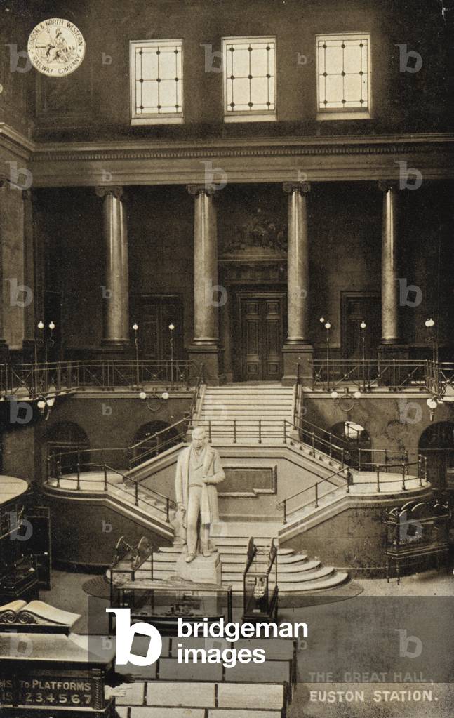 The Great Hall, Euston Station (b/w photo)