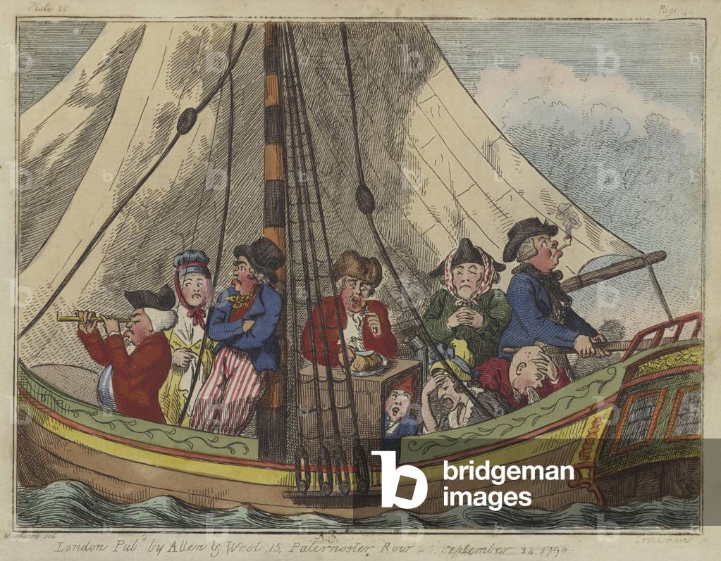 A sea voyage, 1796 (coloured etching)