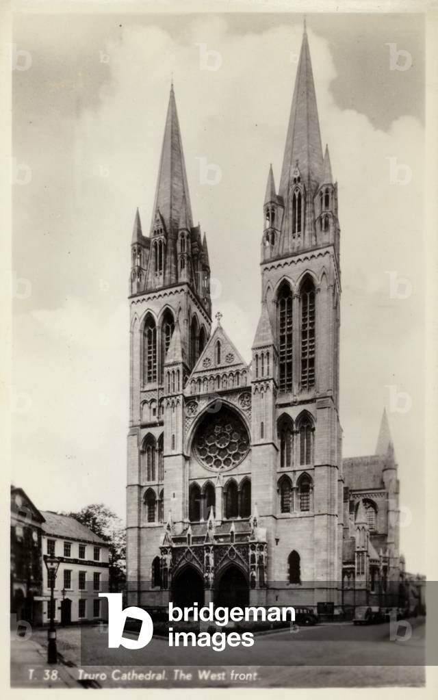 Truro Cathedral, The West Front (b/w photo)