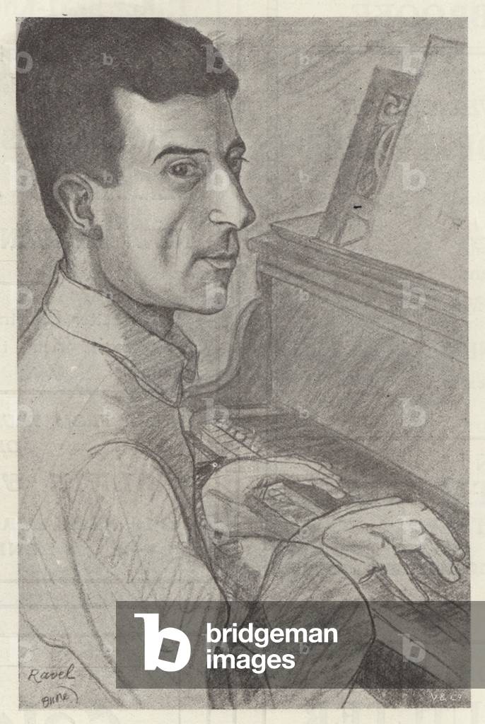 Maurice Ravel, French composer (litho)