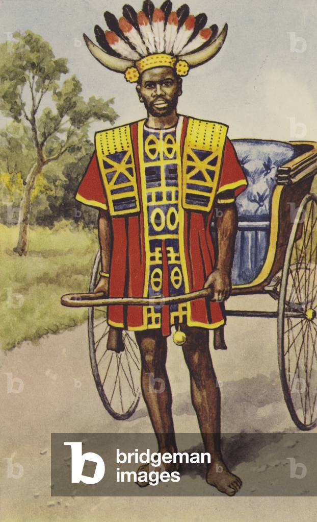 Jinricksha boy (colour litho)