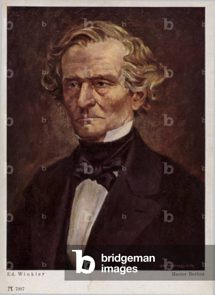 Hector Berlioz, French Romantic composer (1803-1869) (colour litho)